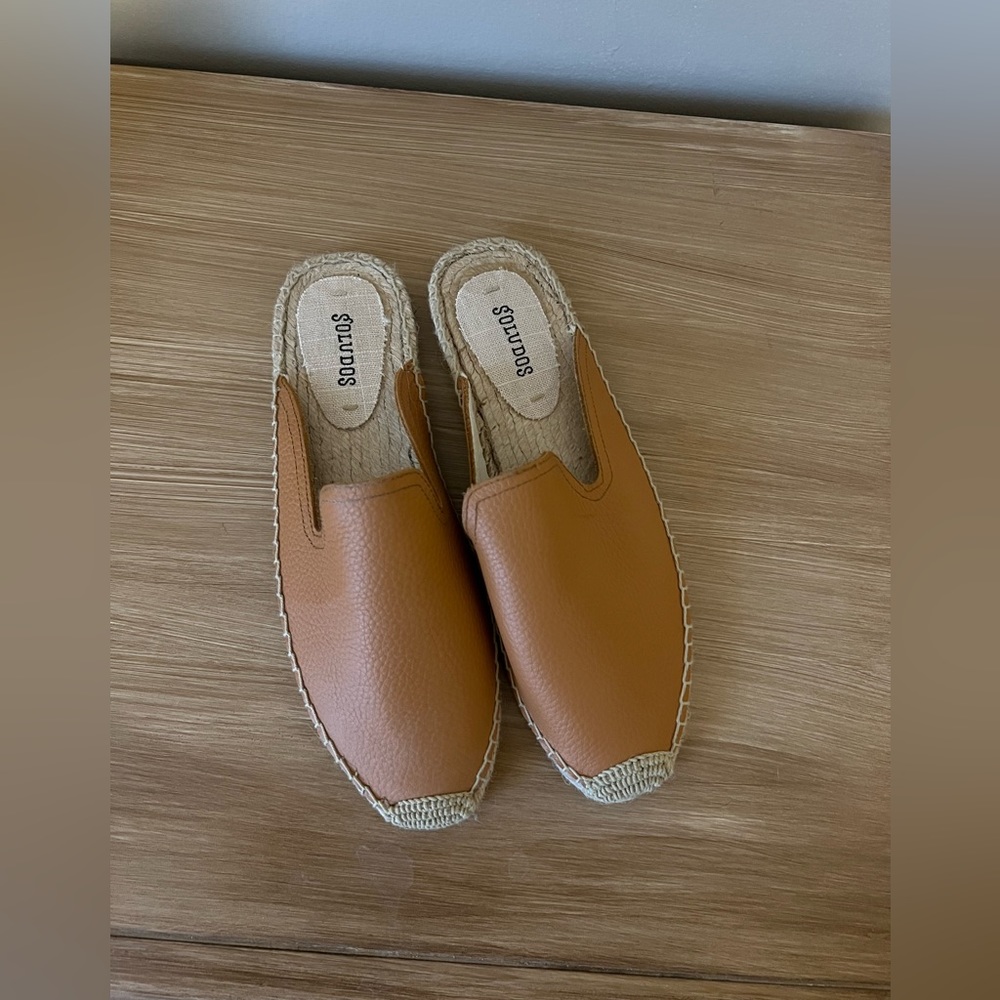 NWOT Soludos Leather Slide Espadrilles, Sz 9